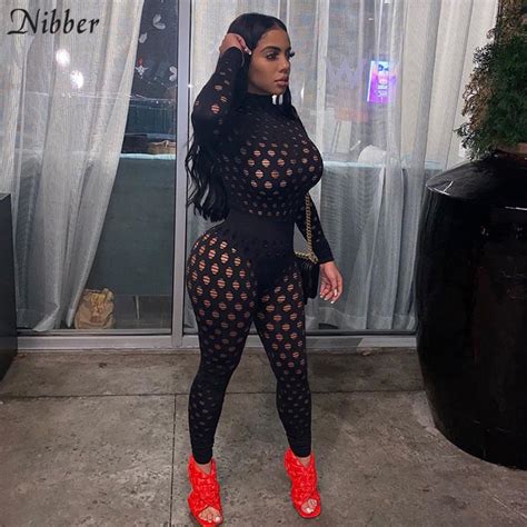 Nibber Hollow Out Sexy See Through 2Two Piece Set For Women Streetwear