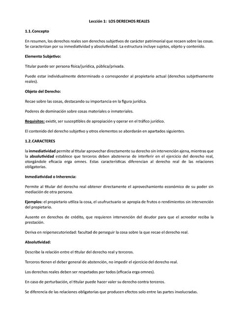 Lección 1 Resumen Manual De Derecho Civil Tomo 4 Derecho De Bienes Lección 1 Los Derechos