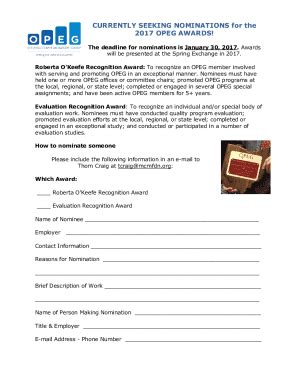 Fillable Online Nominations Form Printable Fax Email Print Pdffiller