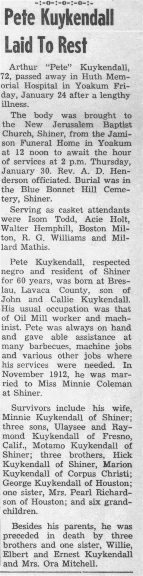 Obituary For Pete Kuykendall Aged 72 ™