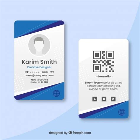 Id Card Template with Blue and White Design