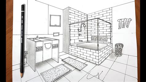 رسم هندسي رسم منظور لغرفه من الداخل بنقطتين 🙄 How To Draw Perspective