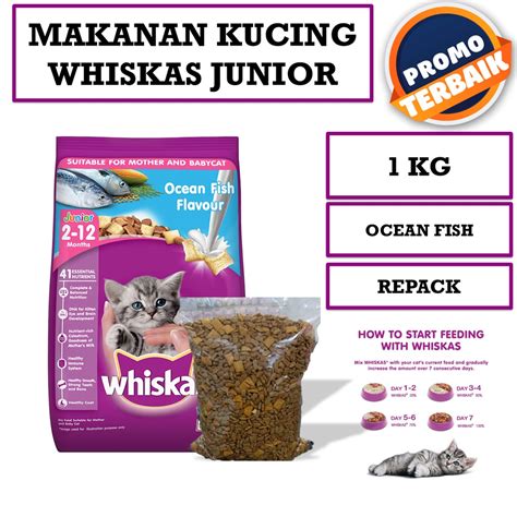 Jual Makanan Kucing Whiskas Junior Ocean Fish 1kg Repack Whiskas