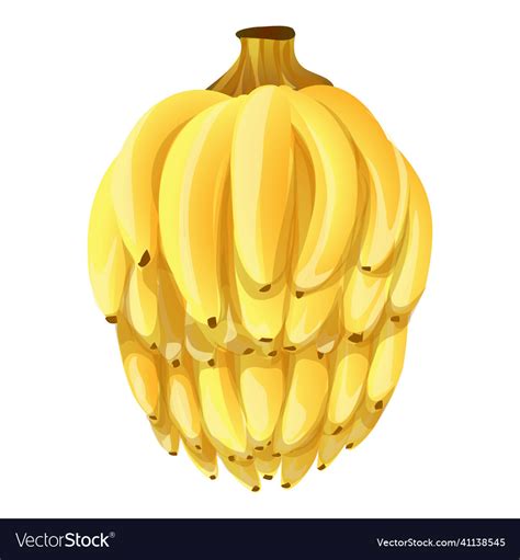 Ripe Bananas Icon Cartoon Yellow Food Royalty Free Vector