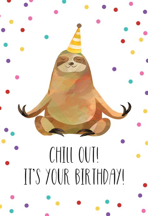 Happy Sloth Birthday Card Free Greetings Island Artofit