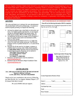 Fillable Online AD INFO SOUVENIR PROGRAM AD SUBMISSION FORM Fax Email