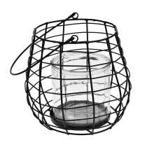 Floristik24 ch Gartenlaterne mit Glas Windlicht Schwarz Ø20cm H18 5cm 15339