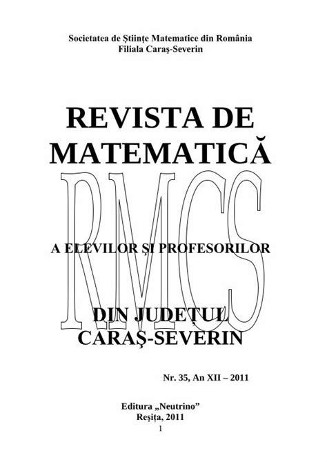 PDF REVISTA DE MATEMATICĂ matestn romatestn ro mate Matematica in