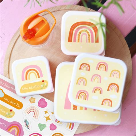 Set Of 4 Rainbow Childrens Lunchboxes By A Little Lovely Company