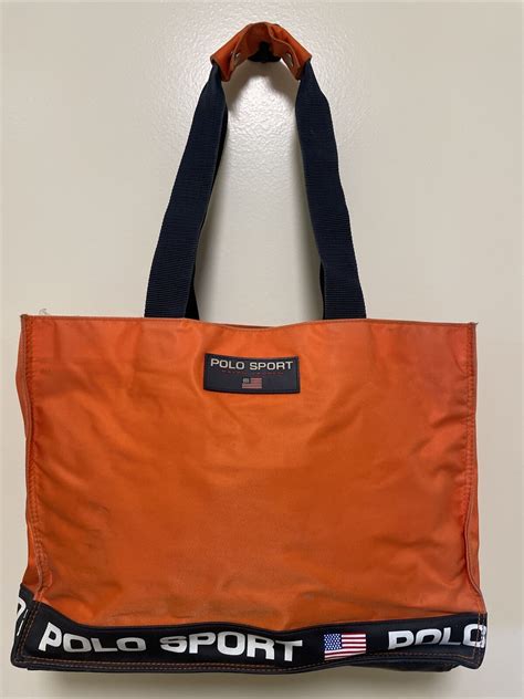 Polo Ralph Lauren Vintage Polo Sport Orange Tote Bag  Gem