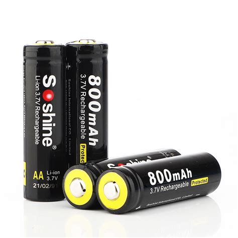 Soshine Battery Li Ion 14500 AA With Protected 3 7V 800mAh Soshine