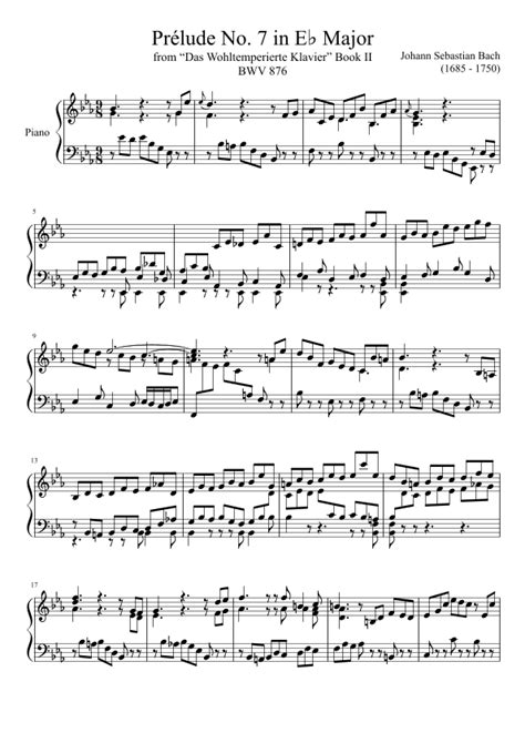 Prelude No Bwv In Eb Major Arr Zachary Corbett Sheet Music