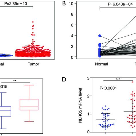 NLRC5 MRNA Expression In HCC Tissues A NLRC5 MRNA Level In 50 Normal