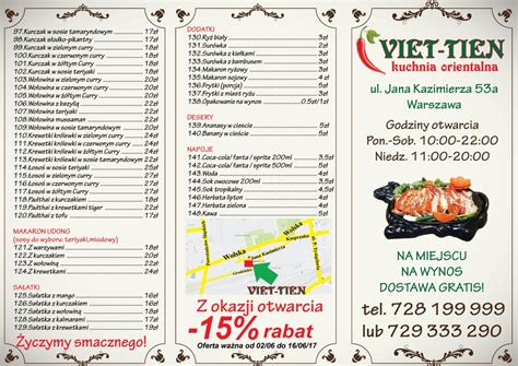 Menu At Bar Viet Tien Warsaw