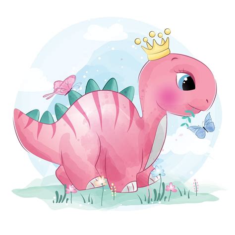 Lindo Dinosaurio Con Ilustraci N Floral Vector En Vecteezy