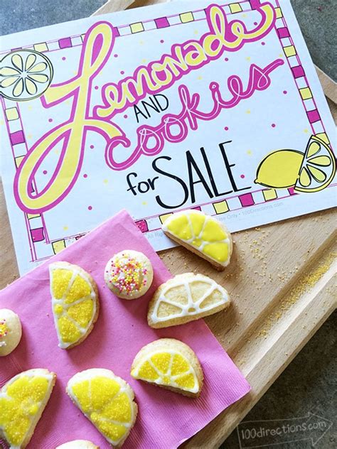 Pink Lemonade And Cookies Stand Printables 100 Directions