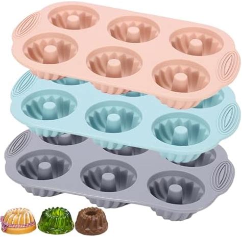 SmartKitch Mini Bundt Molde De Silicona Para Tartas 3 Unidades Tubo