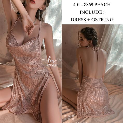 Jual Luckymm Sexy Lingerie Dress Glitter Baju Sexy Nightgown Wanita