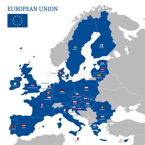 Carte Bleue De L union Européenne Avec Drapeaux De Pays Illustration de