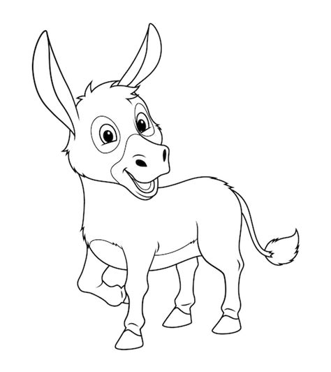 Ilustración de animal de dibujos animados de burro pequeño bw Vector