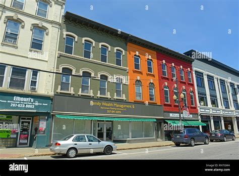 Historic Buildings On Water Street In Downtown Augusta Maine Usa