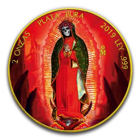 Oz Mexican Silver Libertad Santa Muerte Colorized Gold Gilded