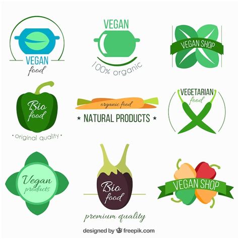 Vegan Food Labels Vector Free Download