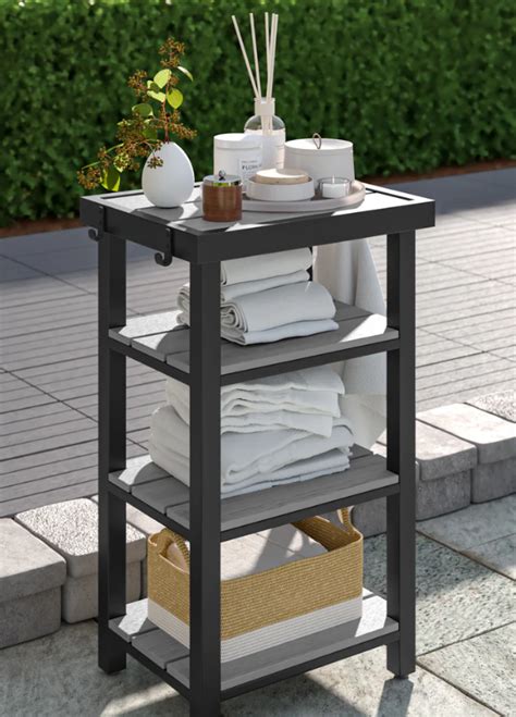 Infinitree Whistler Hot Tub Towel Valet - Weathered Teak (grey) | Aqua Quip