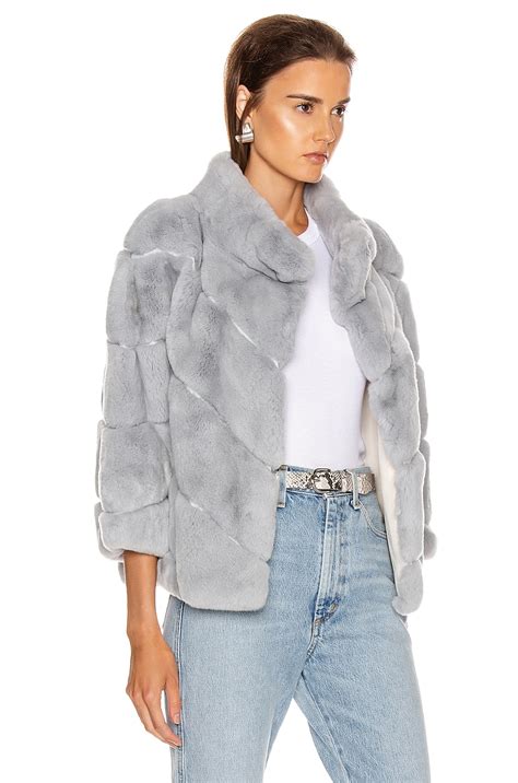 Yves Salomon Rex Rabbit Fur Jacket In Sky Fwrd