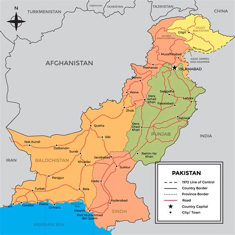 Pakistan Detailed Geographic Map 19526758 Vector Art at Vecteezy