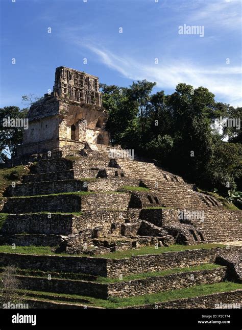 Mexique Chiapas Z A De Palenque Cultura Maya Templo De La Cruz