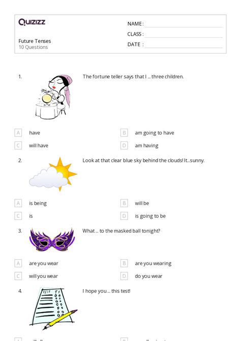 50 Future Tense Verbs Worksheets For Kindergarten On Quizizz Free And Printable