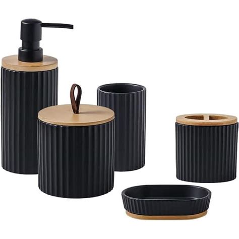 Black Bathroom Accessory Set On Sale Bed Bath And Beyond 39690238