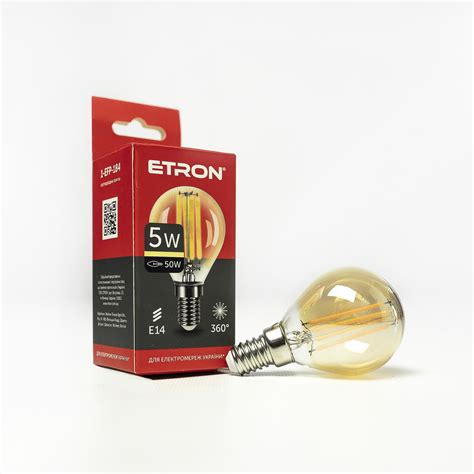 Светодиодная лампа LED золотая ETRON 1-EFP-184 Filament G45 E14 5W ...