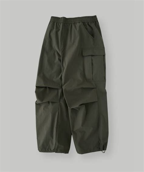 Musinsa Lafudgestore Light Coating Wide Cargo Parachute Pants Khaki