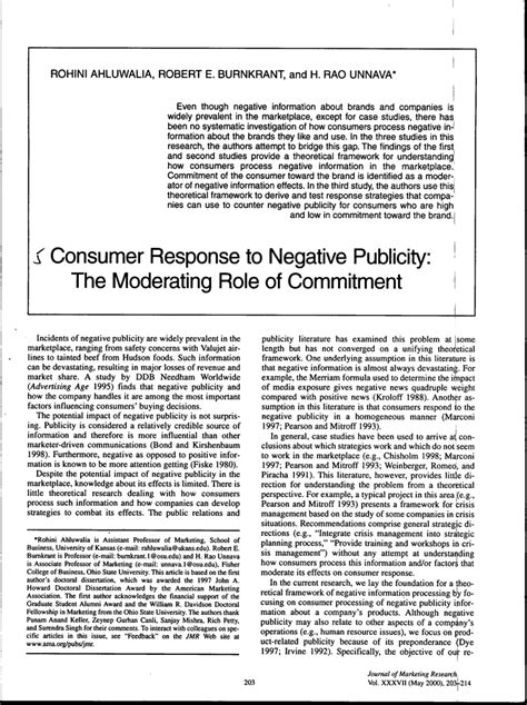 PDF Consumer Response To Negative Publicity The Moderating Role Of