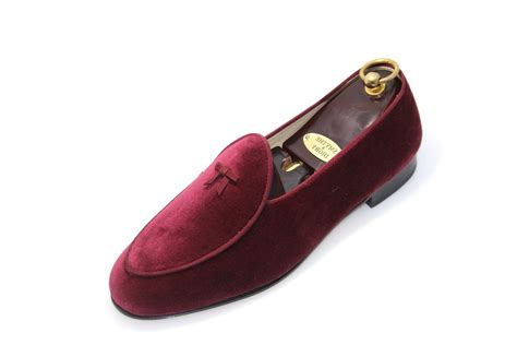 Smythe And Digby Custom Grade Mens Belgian Slipper Wine Burgundy Velvet