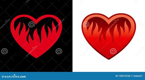 Burning Red Heart With Flame Inside Stock Vector Illustration Of