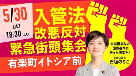 2023年5月30日 入管法改悪反対緊急街頭集会 「「難民等保護法案・入管法改正案」 Youtube