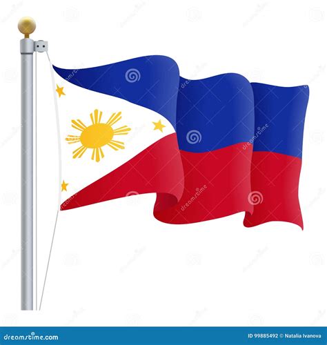 Waving Philippines Flag Isolated On A White Background Vector