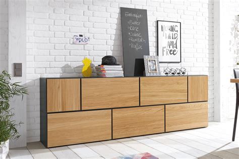 now by hülsta to go colour Sideboard Natureiche diamantgrau Möbel