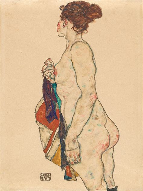 Standing Nude With A Patterned Robe Egon Schiele Selisarte