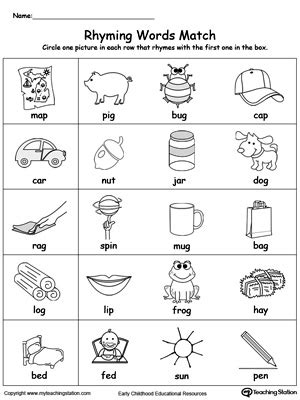 Free Printable Rhyming Worksheets