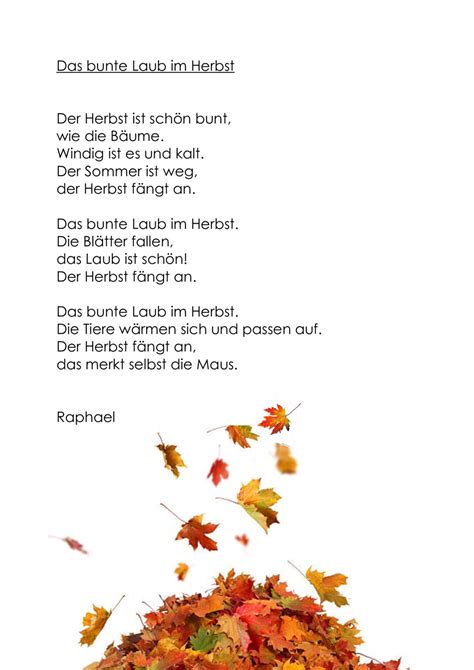 Herbst Gedichte Fanny Koenig Grundschule