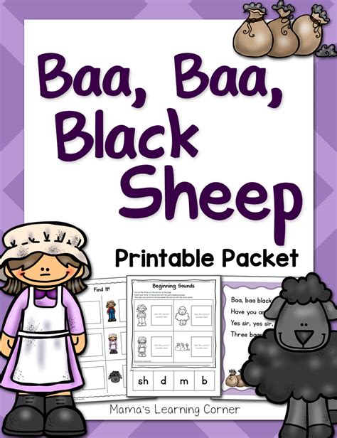 Baa Baa Black Sheep Nursery Rhyme Packet - Mamas Learning Corner