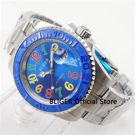 Bliger Mm Blue Dial Blue Ceramic Rotating Bezel Luminous Marks Date