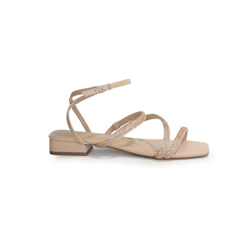 Sand Lia Vestige Nude Tiras Cristais