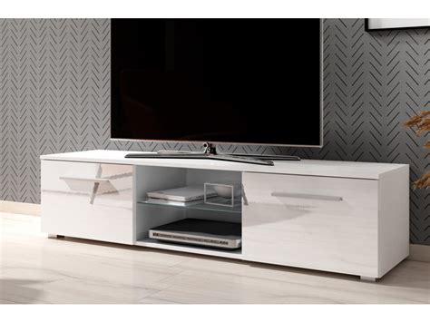 Meuble Tv Banc Tv Tenus Cm Blanc Mat Blanc Brillant