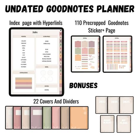 Undated Goodnotes Planner Monthly Digital Planner Goodnotes Template Ipad Planner Digital