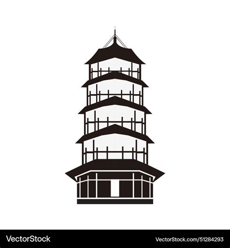 Japanese Pagoda Silhouette Royalty Free Vector Image